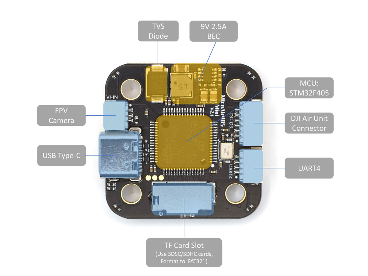 MicoAir F405 Mini V2.1 Back View